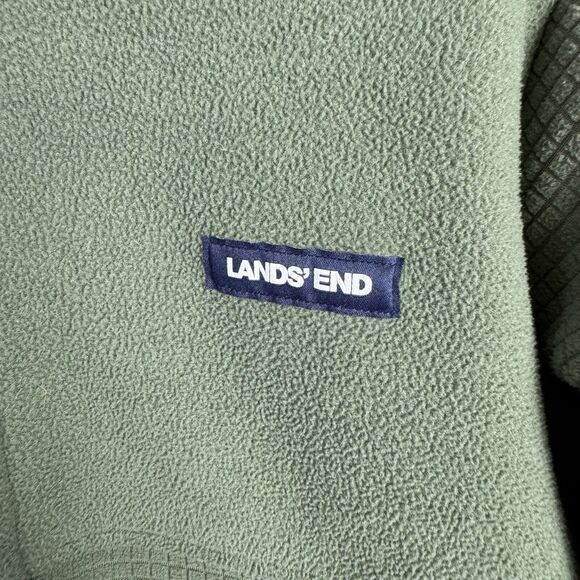 Lands End Men's Grid Fleece Full Zip Jacket 100% Polyester Beetle/Green Size S - Picture 5 of 7